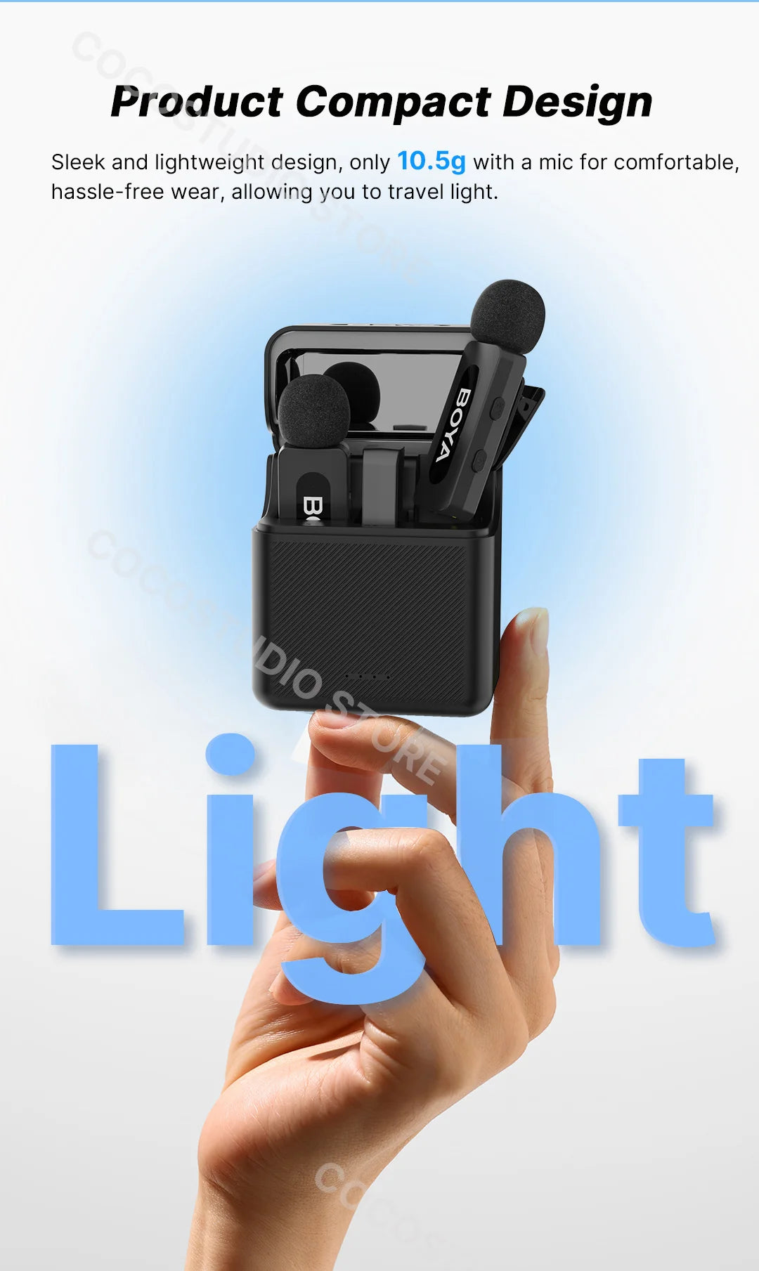 BY-V3 Wireless Lavalier Microphone for iPhone 15/16 Series Samsung DJI Pocket 3 Type-c Smartphones Cameras Video Recording