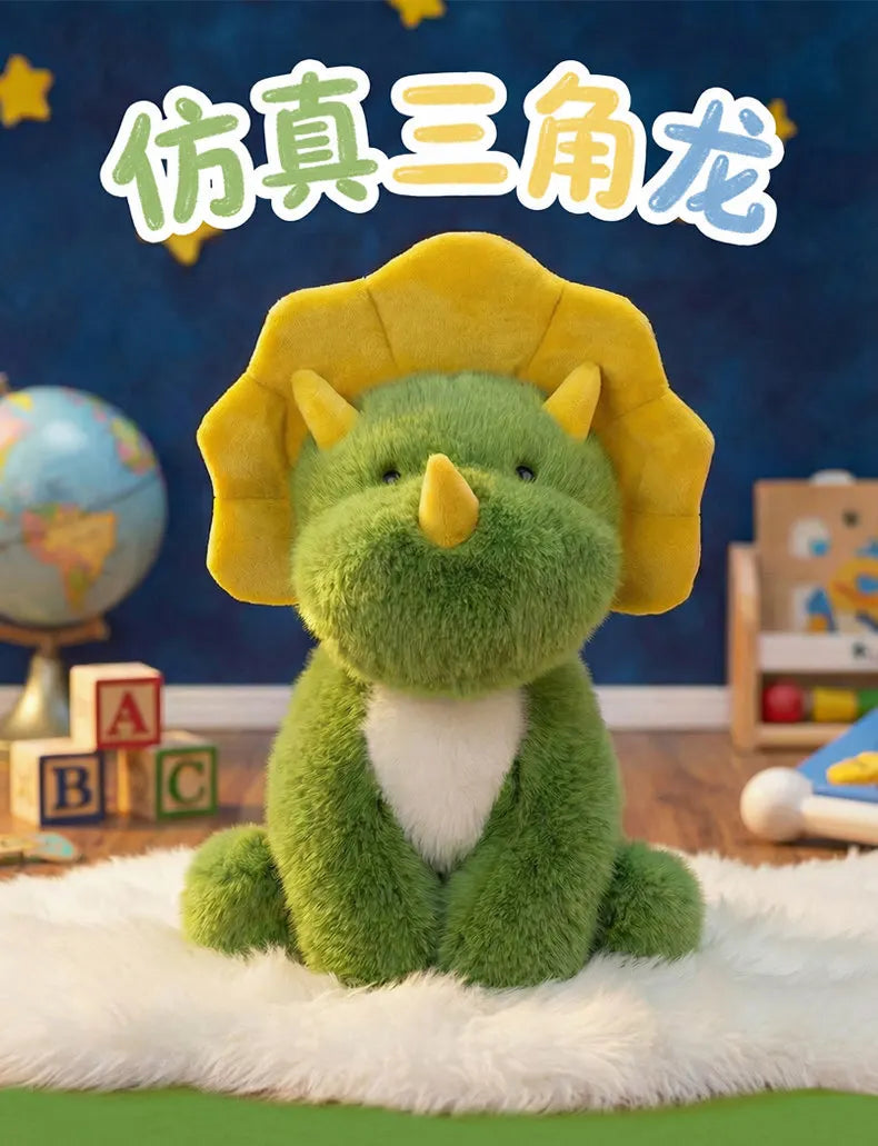 Green Triceratops Dinosaur Plush Stuffed Animal Pillow