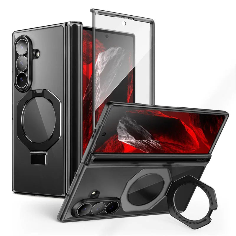 Full Body Rugged Phone Case with Built In Screen Protector and Magnetic Ring Kickstand for Samsung Galaxy Z Fold 8 Ultra