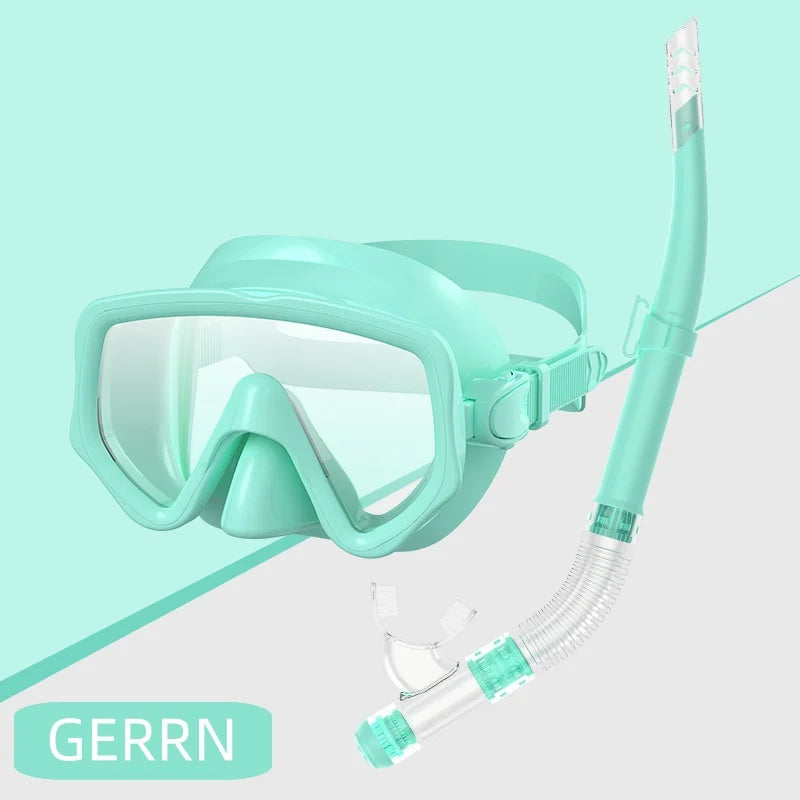 Dry Snorkel Set Diving Mask For Tempered Glass Professional Panoramic Snorkeling Gear Swimming Training Snorkel Kit