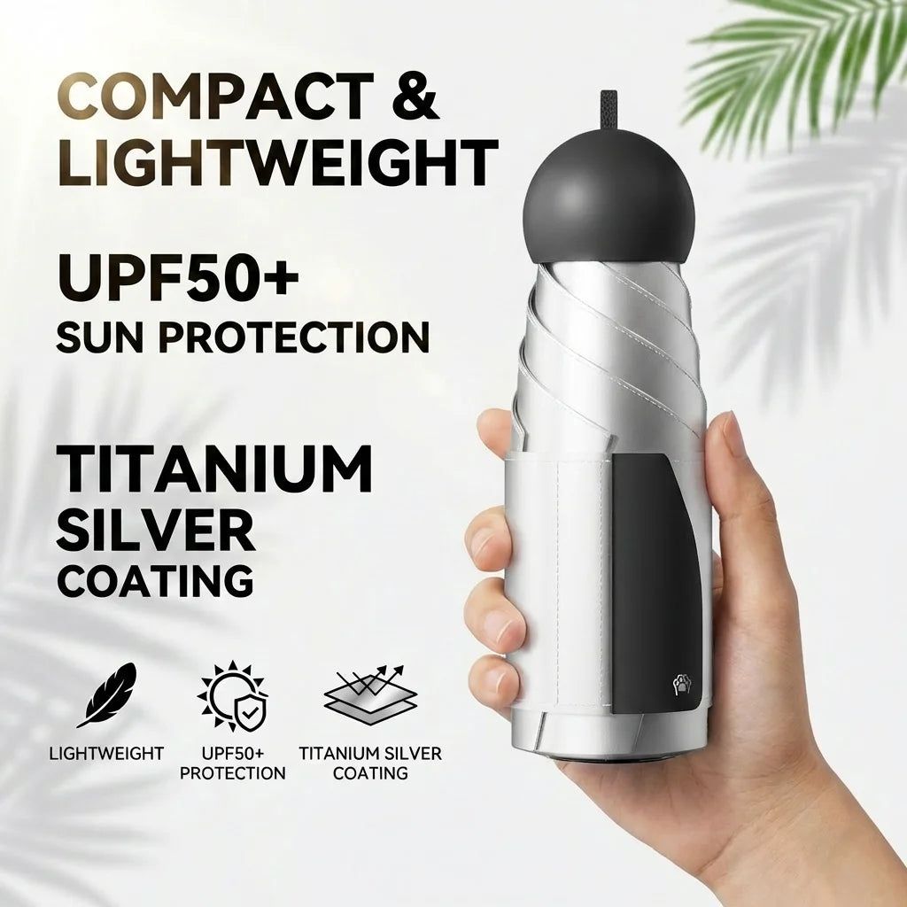 Mini Travel Folding Umbrella Compact Pocket Size UV Protection Sun and Rain Umbrella with Pouch