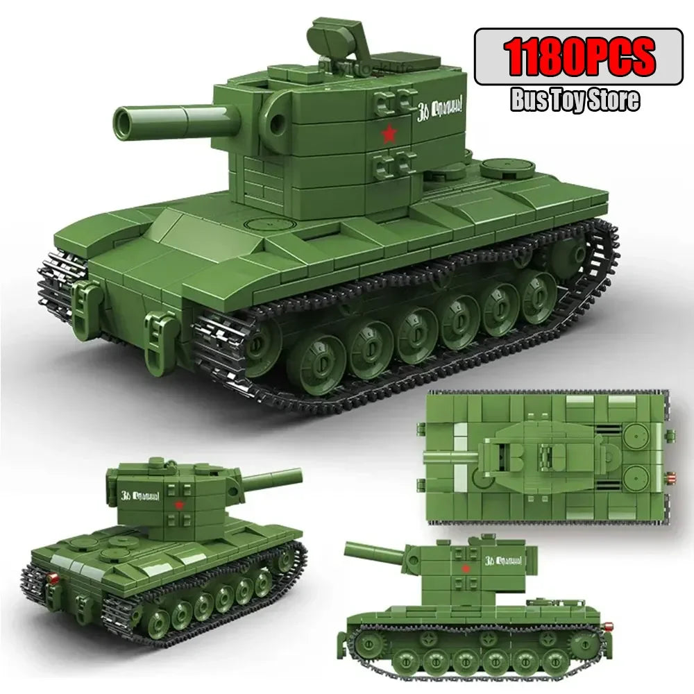 KV-2 Heavy Tank Soviet Series Tank Military Series WW2 Tank Building Blocks  Bricks Model Set Toys for s Gifts