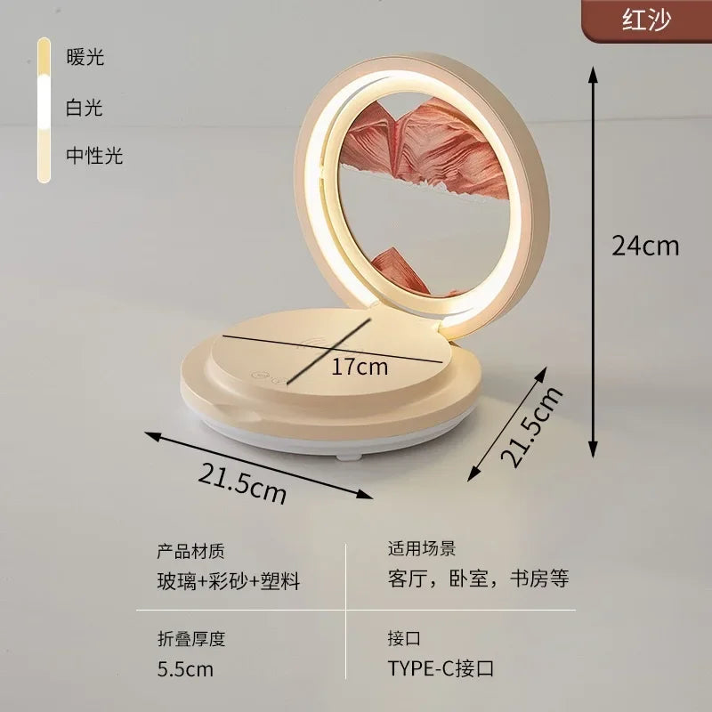 three in one folding sand painting bedside table lamp multifunctional wireles charging Bluetooth sound system music