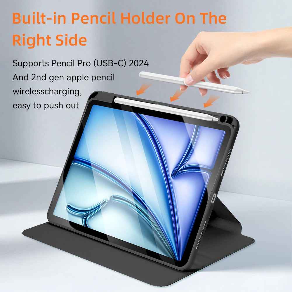 360° Rotation iPad Case for 2024 Air 11 13 M2 Pro 11 13 M4 Air 4 5 10.9 iPad 7/8/9th 10.2 10th Gen Pro 11 Pro 12.9 Mini 6 Cover