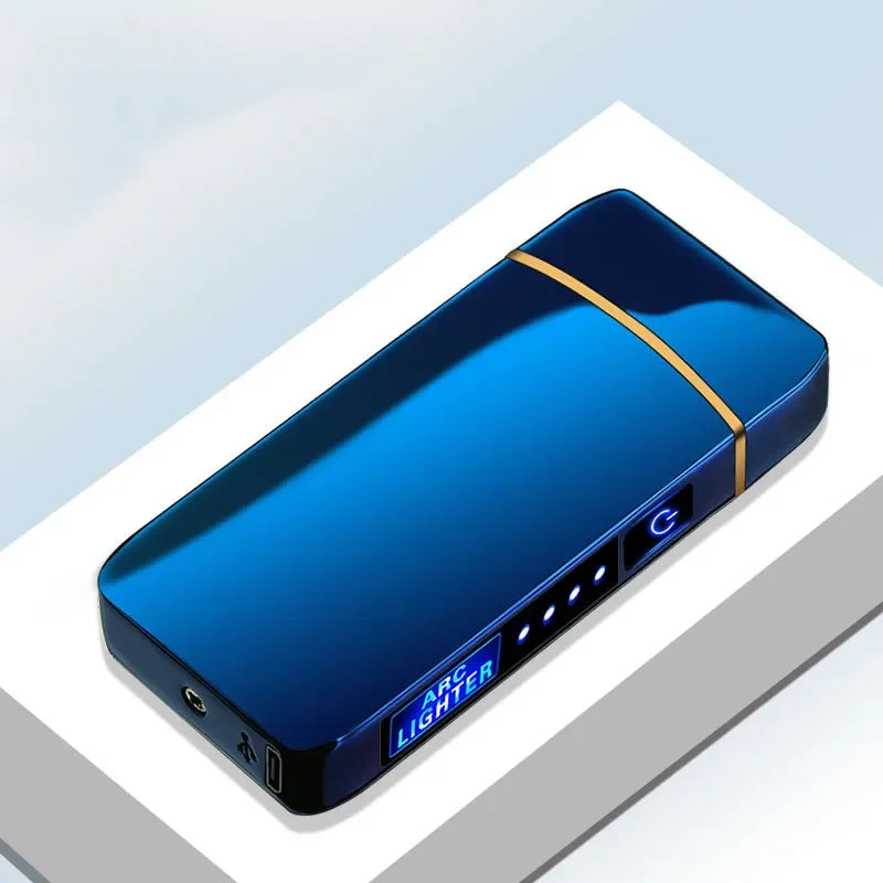 Electronic Lighter, Intellignet Touch Ignition, Metal Windproof, Dual Arc Flameless, Rechargeable USB Lighter, LED Power Display