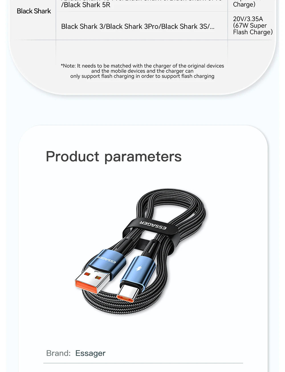120W USB-A to Type-C Super Fast Charging Cable (6A)