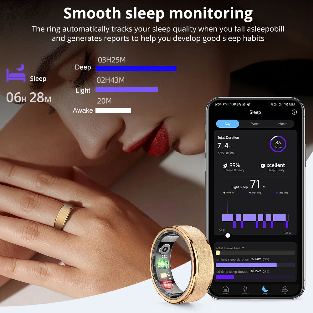 R10 Smart Ring with Charging Case for Men Women, Health and Sleep Monitor, 5ATM Waterproof, Multi-sport Mode