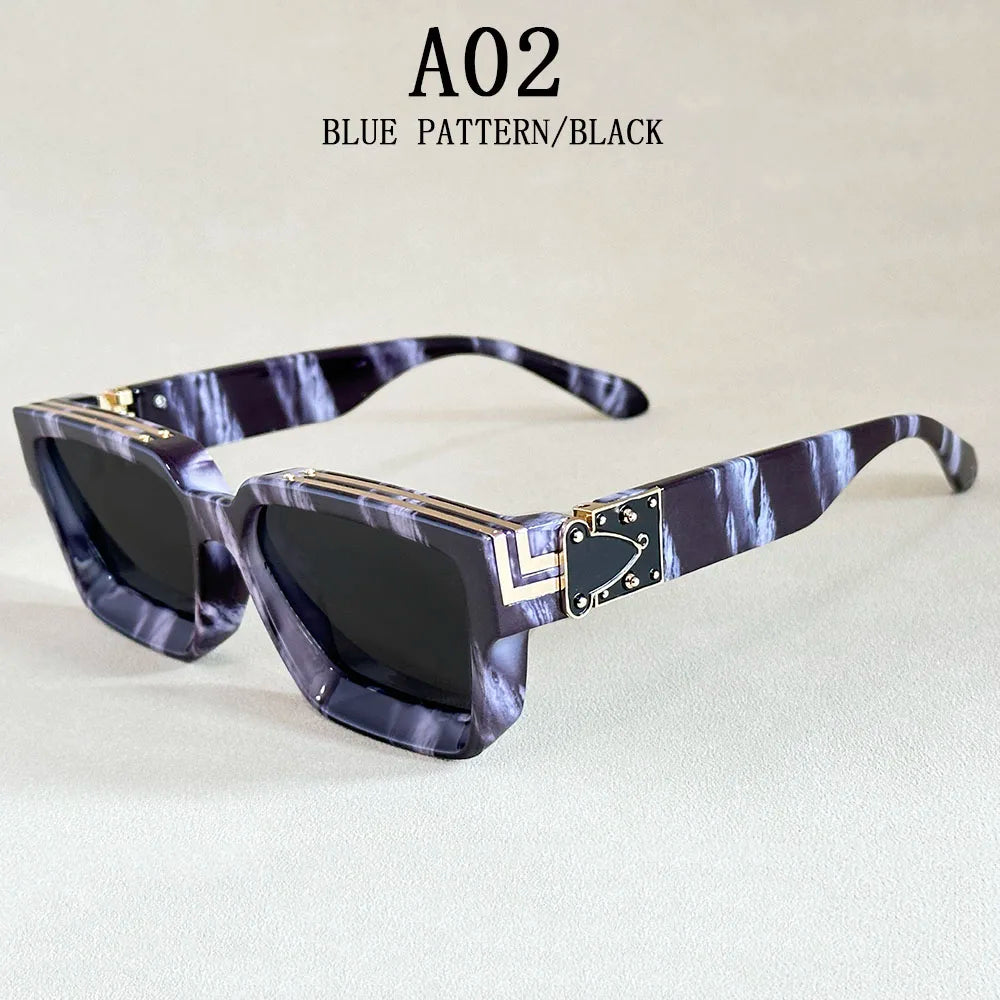 Retro Square Millionaire Sunglasses With UV400 Protection