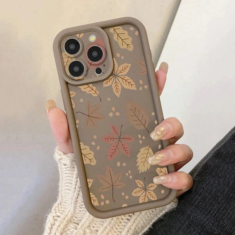 Floral Pattern Protective Camera Lens Phone Case For iPhone 17 16 14 15 Pro Max Air 16E Cover