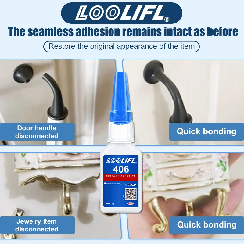 1-3pcs 406 Super Glue 20ML Instant Quick-drying Cyanoacrylate Adhesive Leather Rubber Wood Metal Strong Bond Liquid Glue Tool