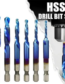 Titanium Plated Hex Shank HSS Screw Thread Metric Tap Drill Bits Screw Machine Compound M3 M4 M5 M6 M8 M10 Hand Tools