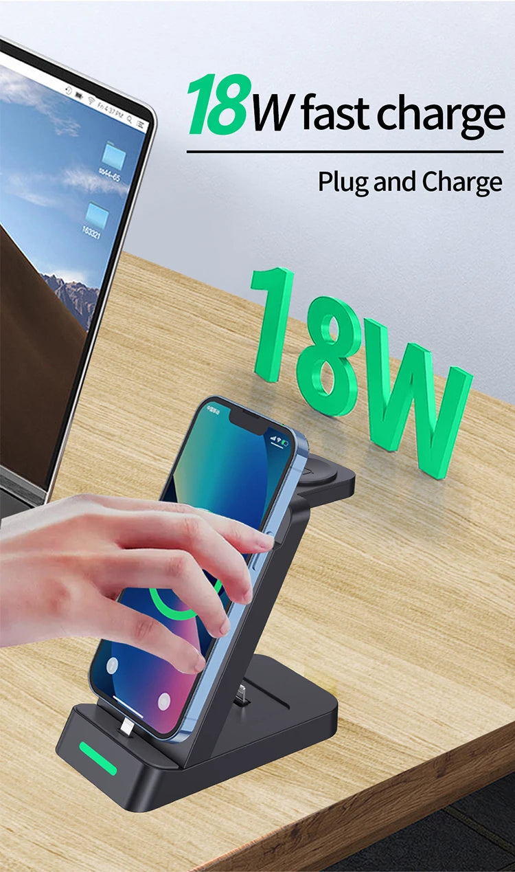 Wireless Life, one touch charge, triple charge, one machine done, three-in-one multi-functional wireless charger