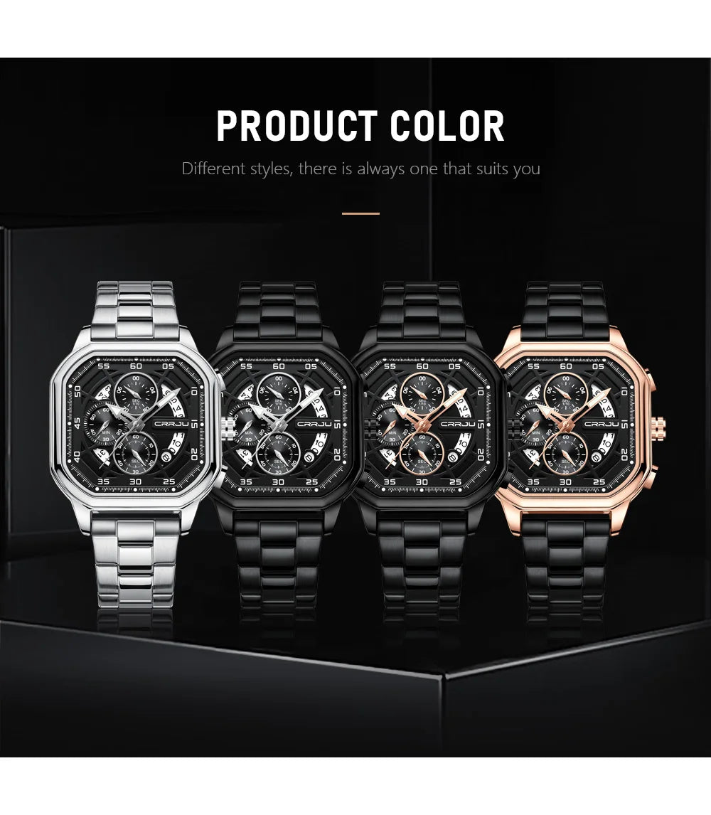 Men Watch Stainless Steel Chronograph Watches for Men Luxury Waterproof Date Analog Quartz Business Clock