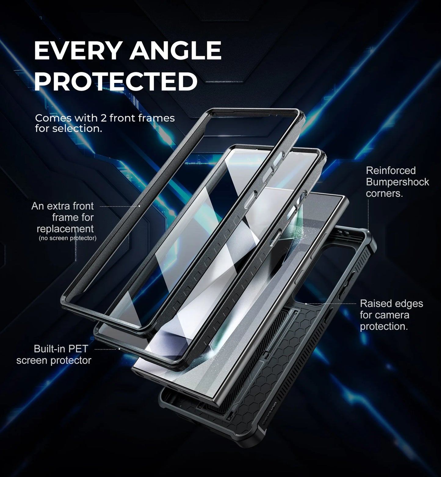 For Samsung Galaxy S24 Ultra 6.8 inch 2024 Case Full Body Rugged Case with Camera Cover & Built-in Screen Protector Kickstand