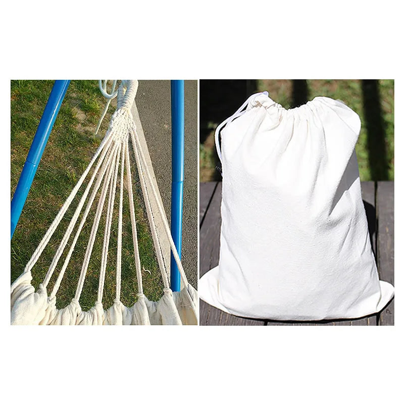 Cotton Hammock Brazilian Double Hammock Hiking Camping Soft Comfortable Fabric Canvas Hammock for Patio Porch Garden Backyard