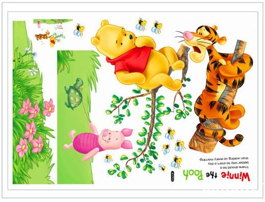 Cartoon Animal Winnie The Pooh Wall Stickers Decals For Room Nursery Kindergarten Bedroom Wall Decoration Decor Mural Home