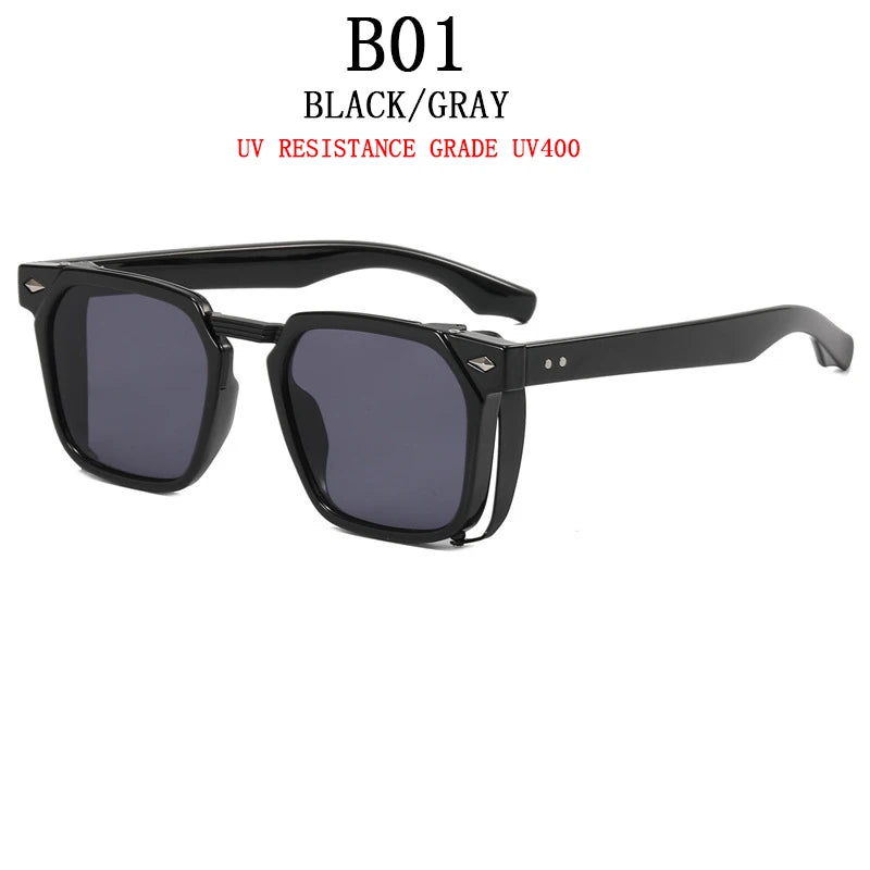 Vintage Square Punk Sunglasses With UV400 Protection