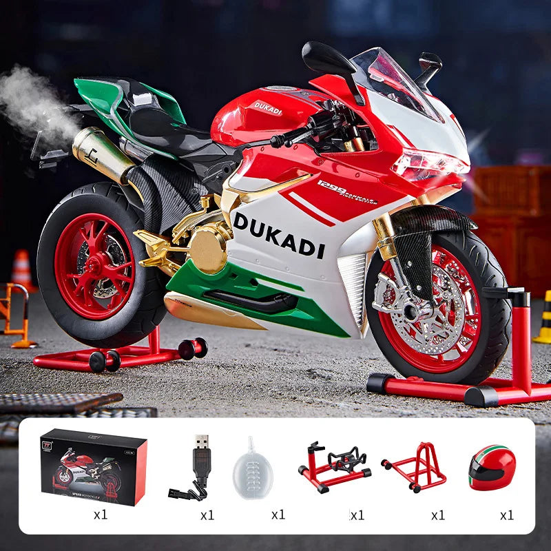 1:9 1199 Panigale H2R Ninja With Spray Alloy Motorcycle Model Toy Vehicle Collection Sound and Light Off Road Autocycle Toys Car