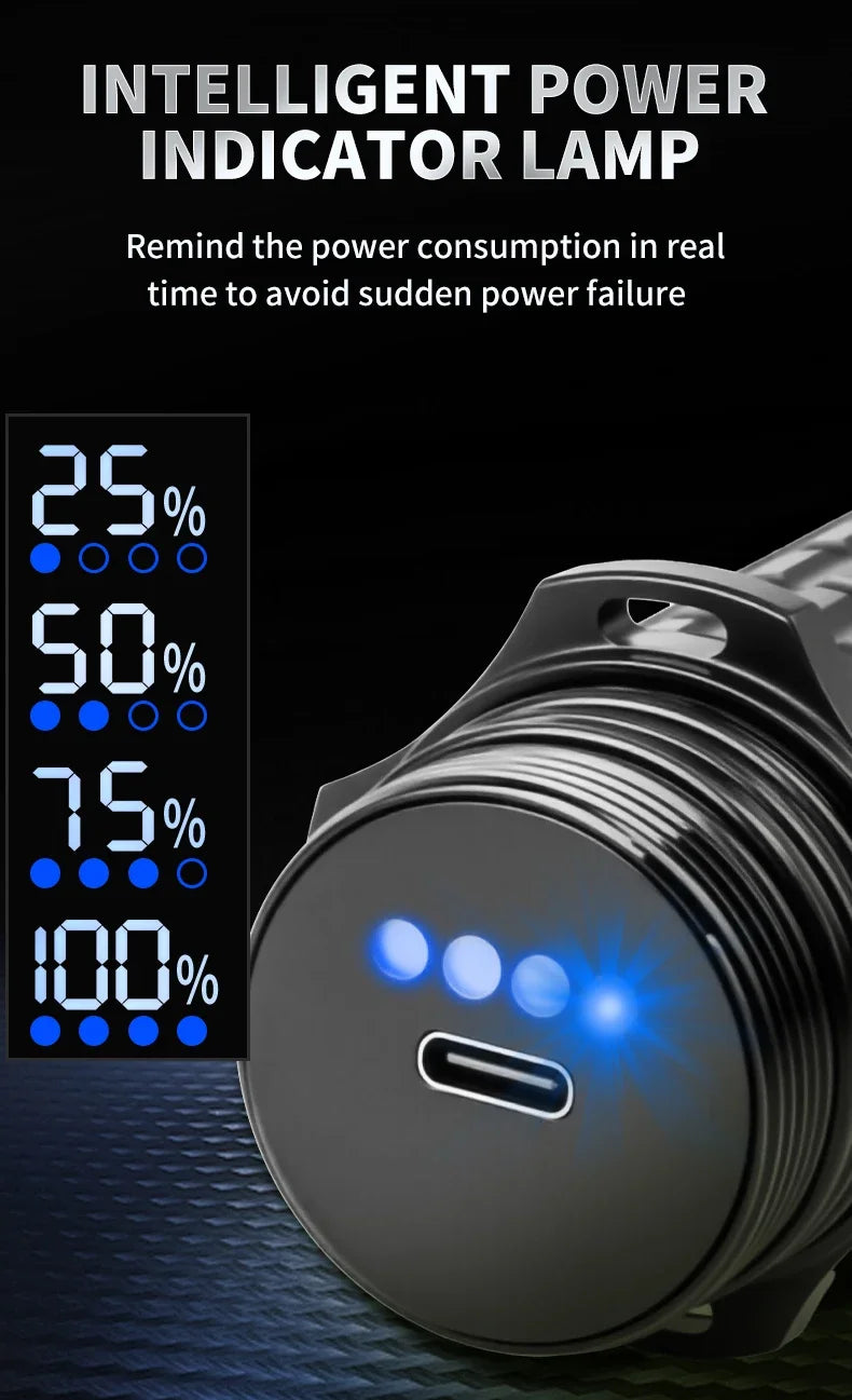 Rechargeable Diving Flashlight IPX8 Waterproof Underwater LED Torch Strong Light Dive Lamp