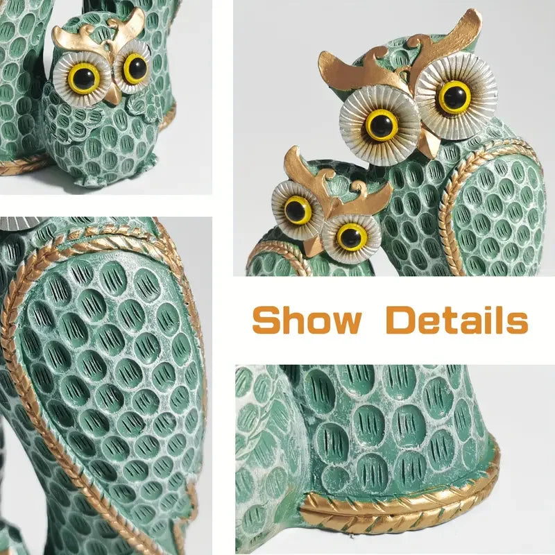 1 Set of 3 pcs Resin Owl Family Figurine Modern Minimalist Art Sculpture Trio Decorative Owl Home Office Desk Decor