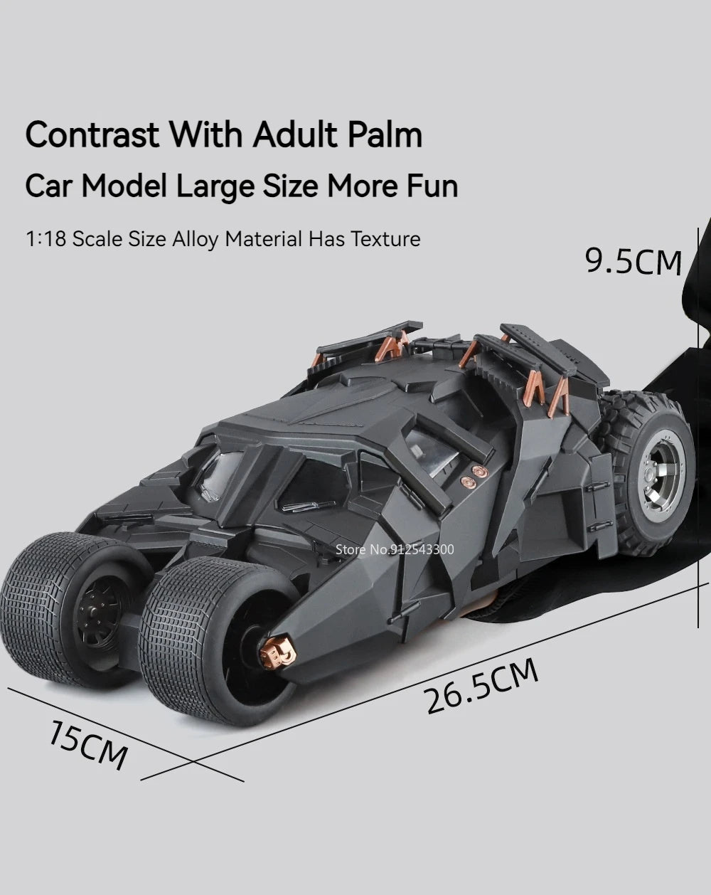Large Scale 1:18 Batmobile Car Model Toy The Dark Knight Trilogy Sound Light Sliding Spray Alloy Vehicle Models Ornaments Gifts