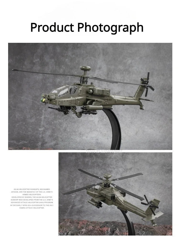 1:32 AH-64 Apache Helicopter Diecast Model Toy