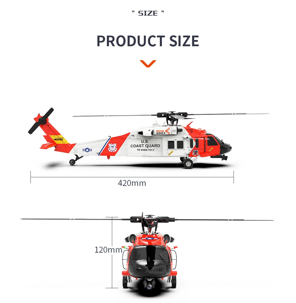 UH60 Black Hawk F09S GPS Remote Control Helicopter Six Channel Rescue Model