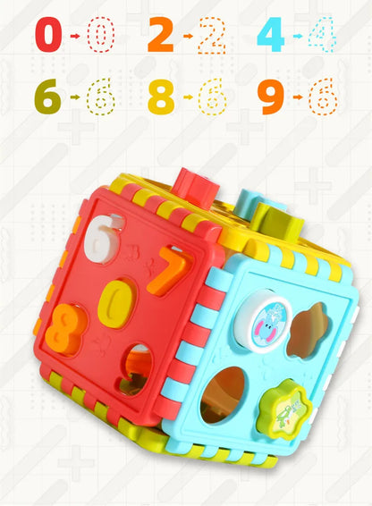 0-3 Years Baby Montessori Educational Toys Toddler Activity Cube Shape Sorting Toys Boy Girl Shape Matching Number Sorter Game