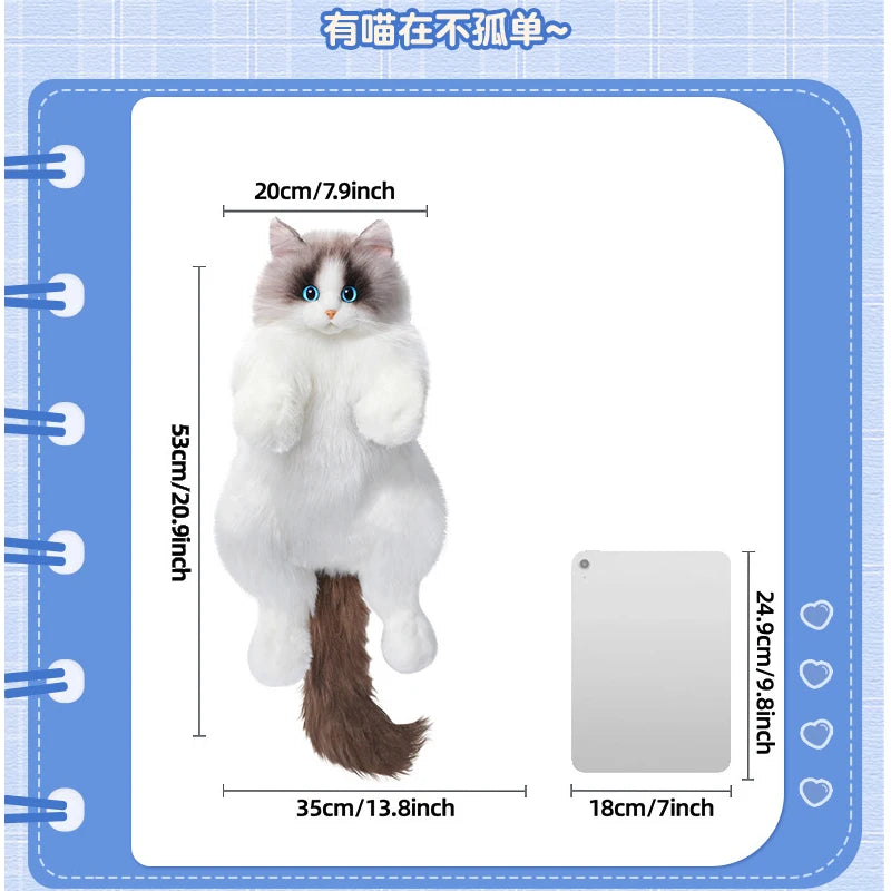 Realistic Cat Plush Backpack Soft Shoulder Bag