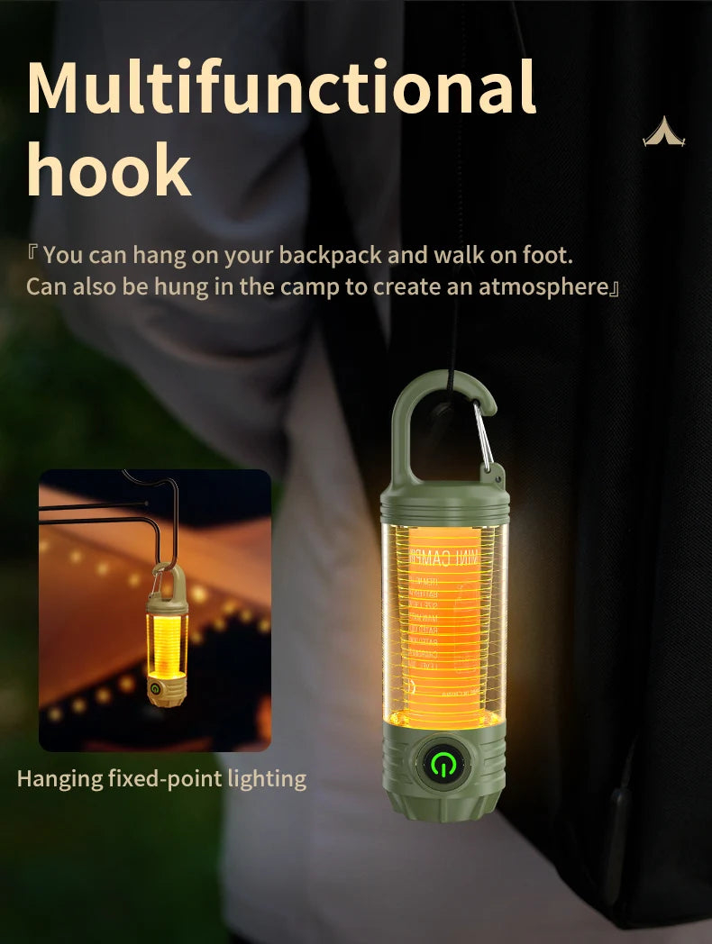 Rechargeable LED Camping Light Hanging Flashlight with 3 Light Modes SOS Emergency Portable Lantern