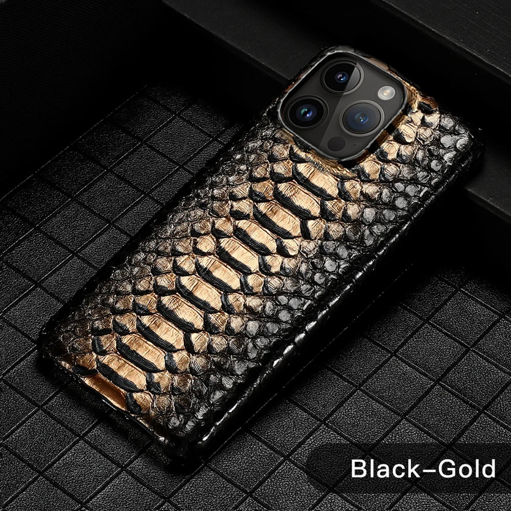 100% Genuine Python Leather Phone Cover Case For iPhone 16 15 14 Pro Max Plus 15Pro 14Pro 16Pro 16Plus Max Luxury