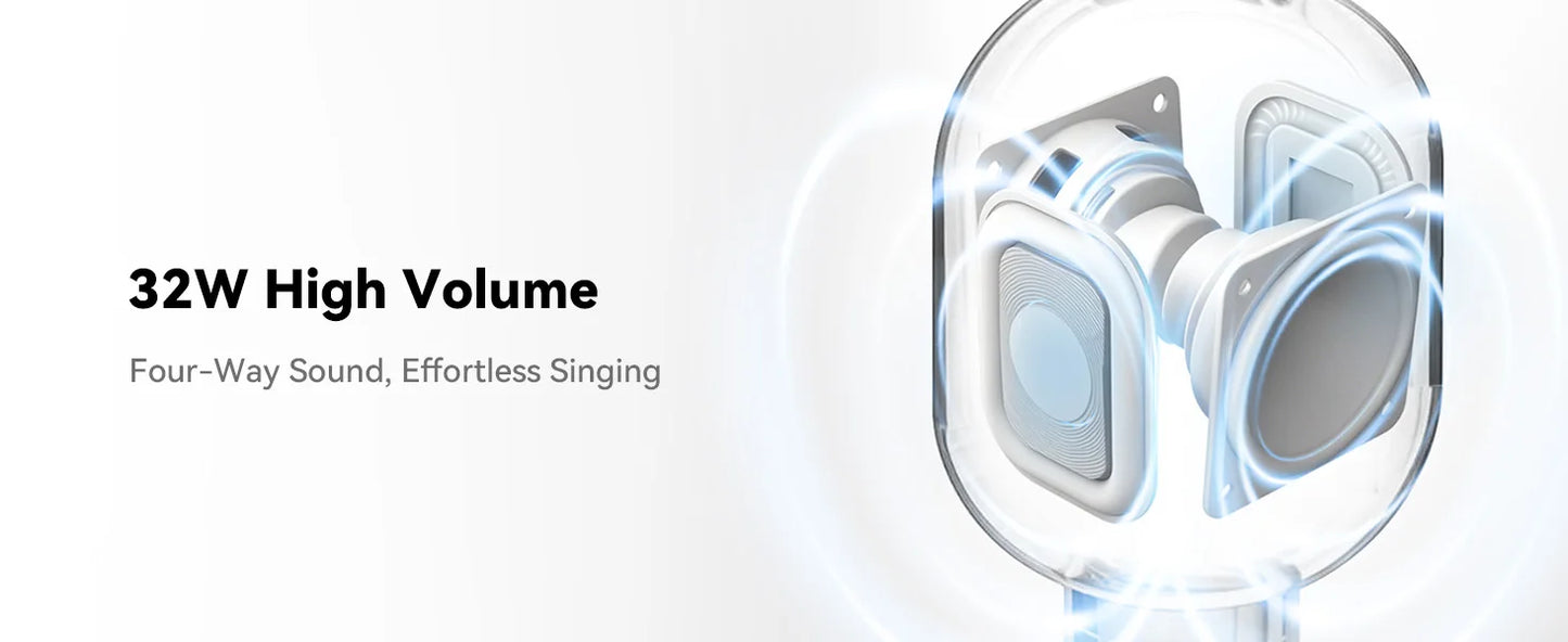 Bluetooth Karaoke Microphone with Fluffy Cover, 2-in-1 Handheld Mic & Speaker with Dynamic LED Lights for Party Singing