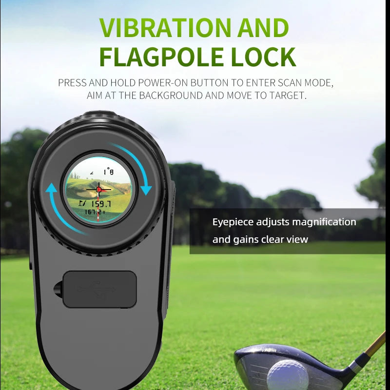 Golf Laser White Rangefinder 1000M Magnetically, Lithium Battery with Flagpole Lock Vibration and Slope Compensation