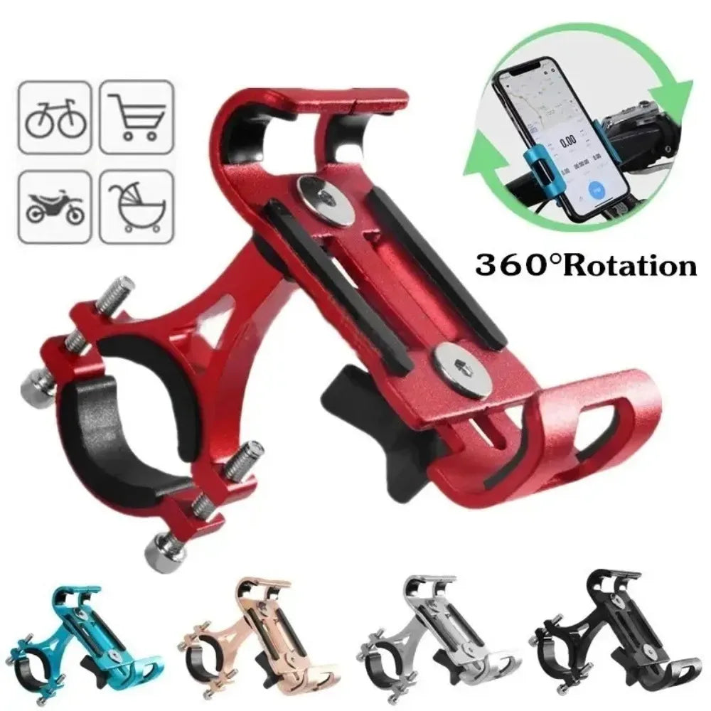 360° Rotate Metal Motorcycle Bike Phone Holder Anti-slip Bracket GPS Navigation Clip Universal Bicycle Stand for All Smartphones
