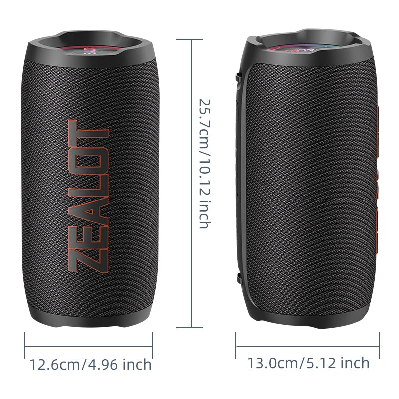 ZEALOT S76 50W Portable Super Subwoofer Portable Speaker Home Outdoor Waterproof Column Bluetooth Speaker Sound Box