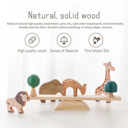 Wooden Forest Animals Balance Seesaw Toys Montessori Educational Toys Cartoon Animal Building Blocks Baby Puzzle Game Baby Gift