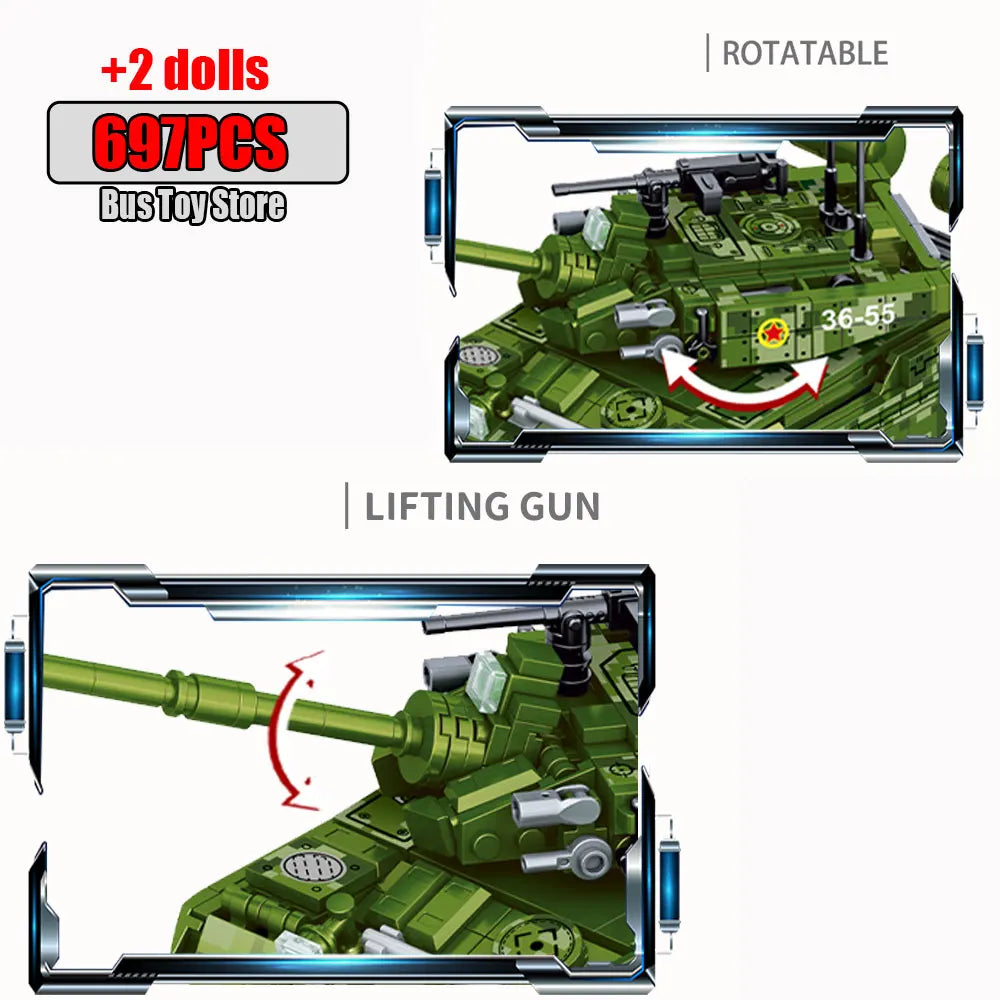 WW2 Military Dongfeng 21 Missile Transportation Car Model Weapons Series Military Leopard II 99A Tank World War II DIY Toys Gift