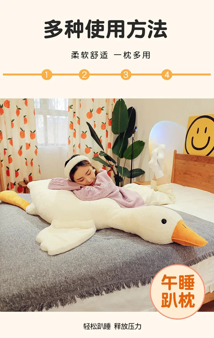 50-160cm Big White Goose Plush Toy Giant Duck Doll Soft Stuffed Animal Goose Sleeping Pillow Sofa Cushion Birthday Gift for Kids
