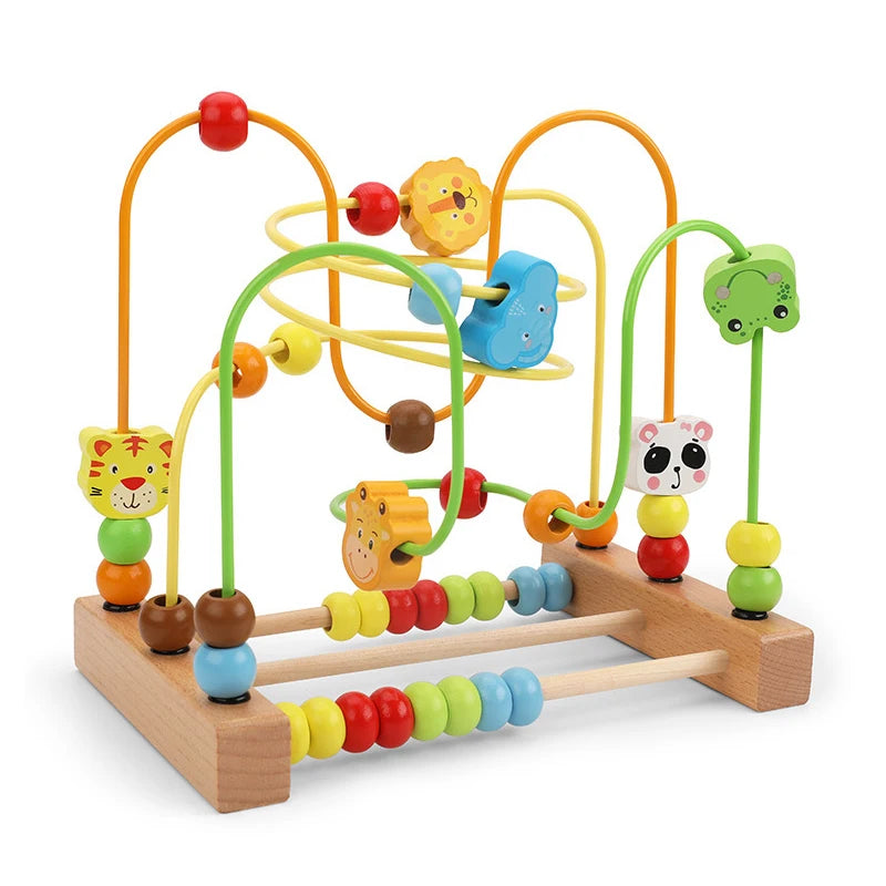 Montessori  Toys Wooden Roller Coaster Bead Maze Abacus Math Toys  Early Educational Toys for  1-3 Years