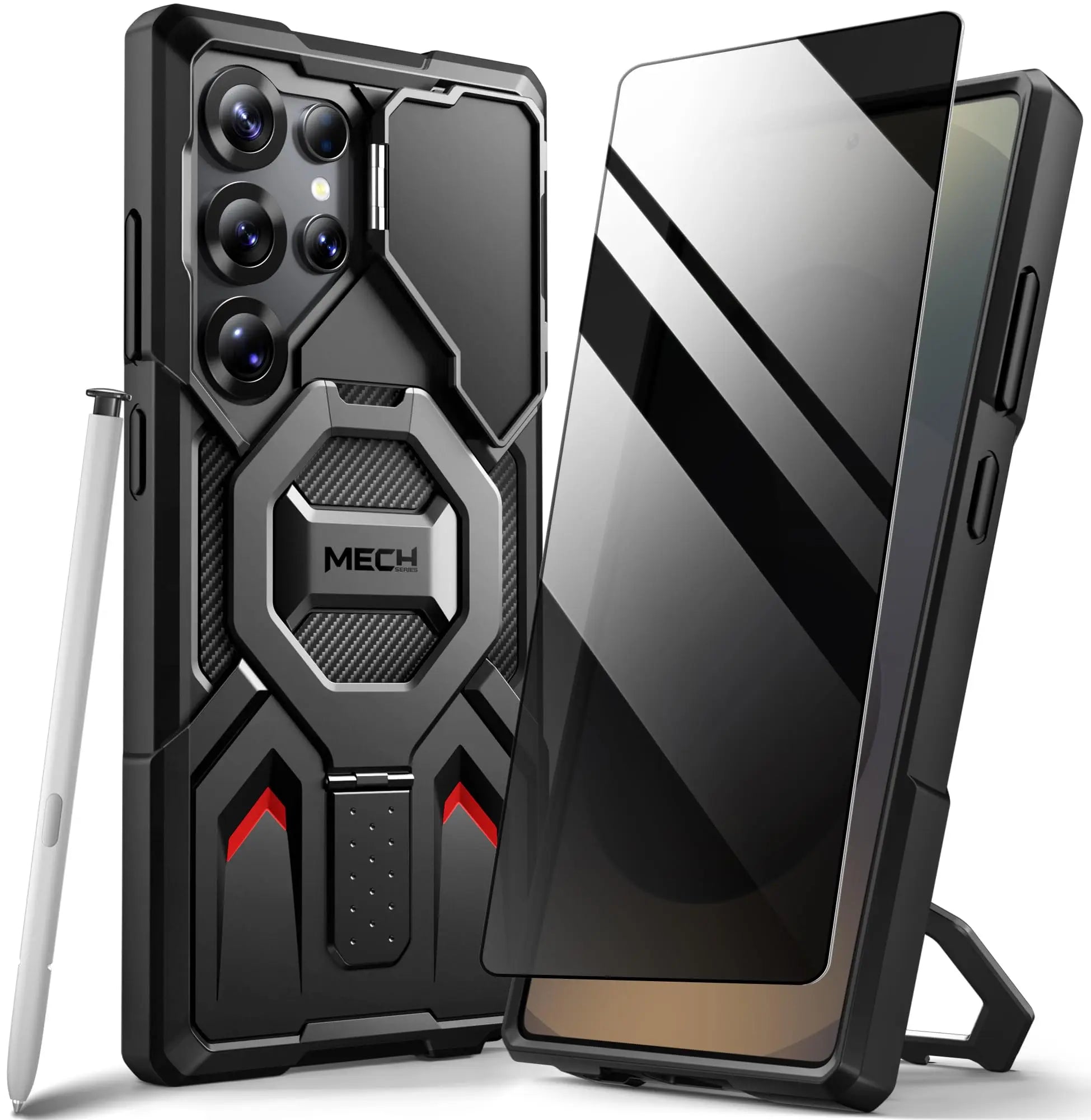 Case for Samsung Galaxy S25 Ultra with Privacy Screen Protector, MagSafe-Compatible Ring Stand, and Rugged Slim Design