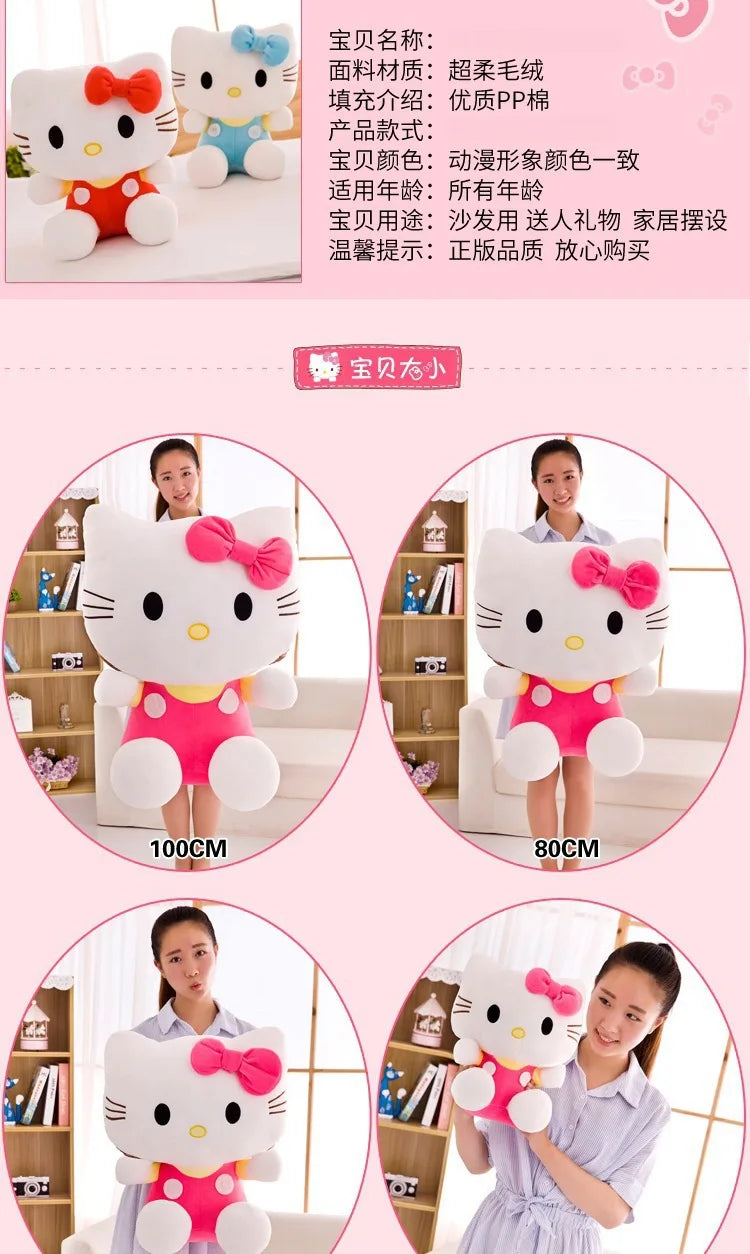 Sanrio Kawaii Hello Kitty Plush Toy KT Cat Stuffed Doll Cute Kitty Soft Toy for Kids Birthday Gift Perfect for Girls and Kids