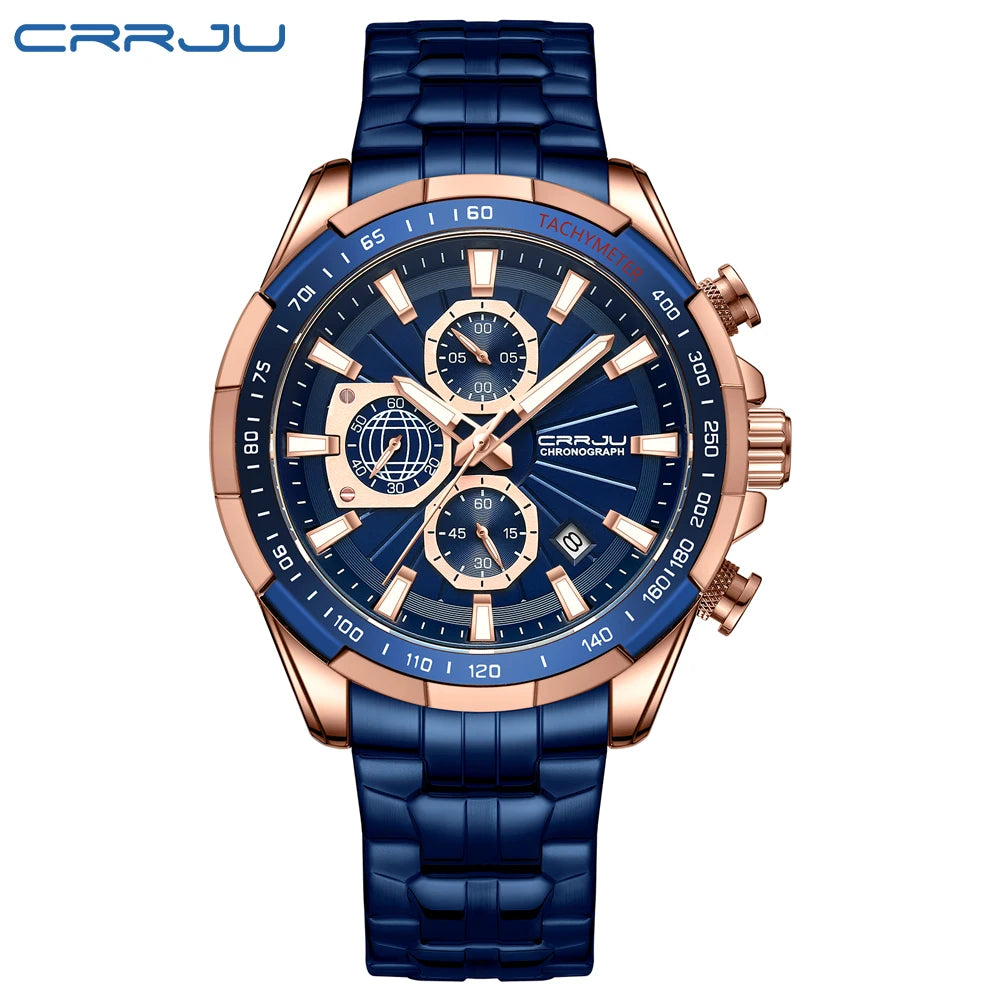 Men's Watches Fashion Business Multifunction Quartz Chronograph with Auto Date and Luminous Hands Relogio Masculino