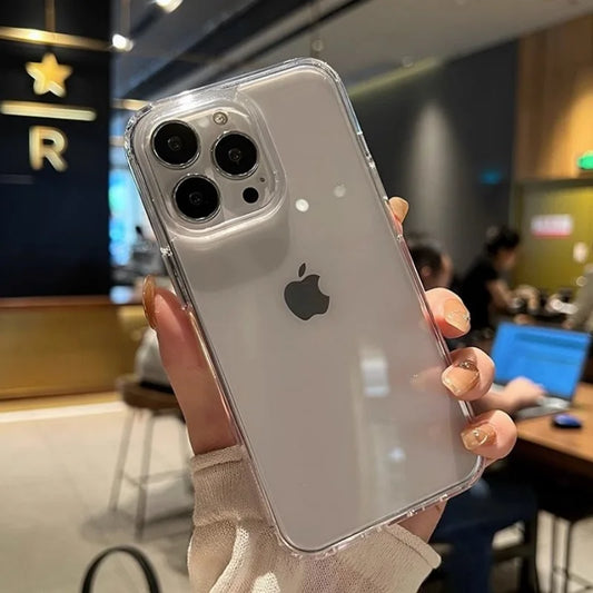 Luxury Transparent Soft Acrylic Phone Case for iPhone 17 Air 16 15 Pro Max 14 Pro Shockproof Cover