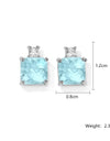 Light Blue Square Cubic Zirconia Stud Earrings