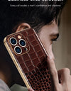 Genuine Leather Phone Case for iPhone 16 15 Pro Max 14promax Luxury Soft Edges Shockproof Camera Protection Cover