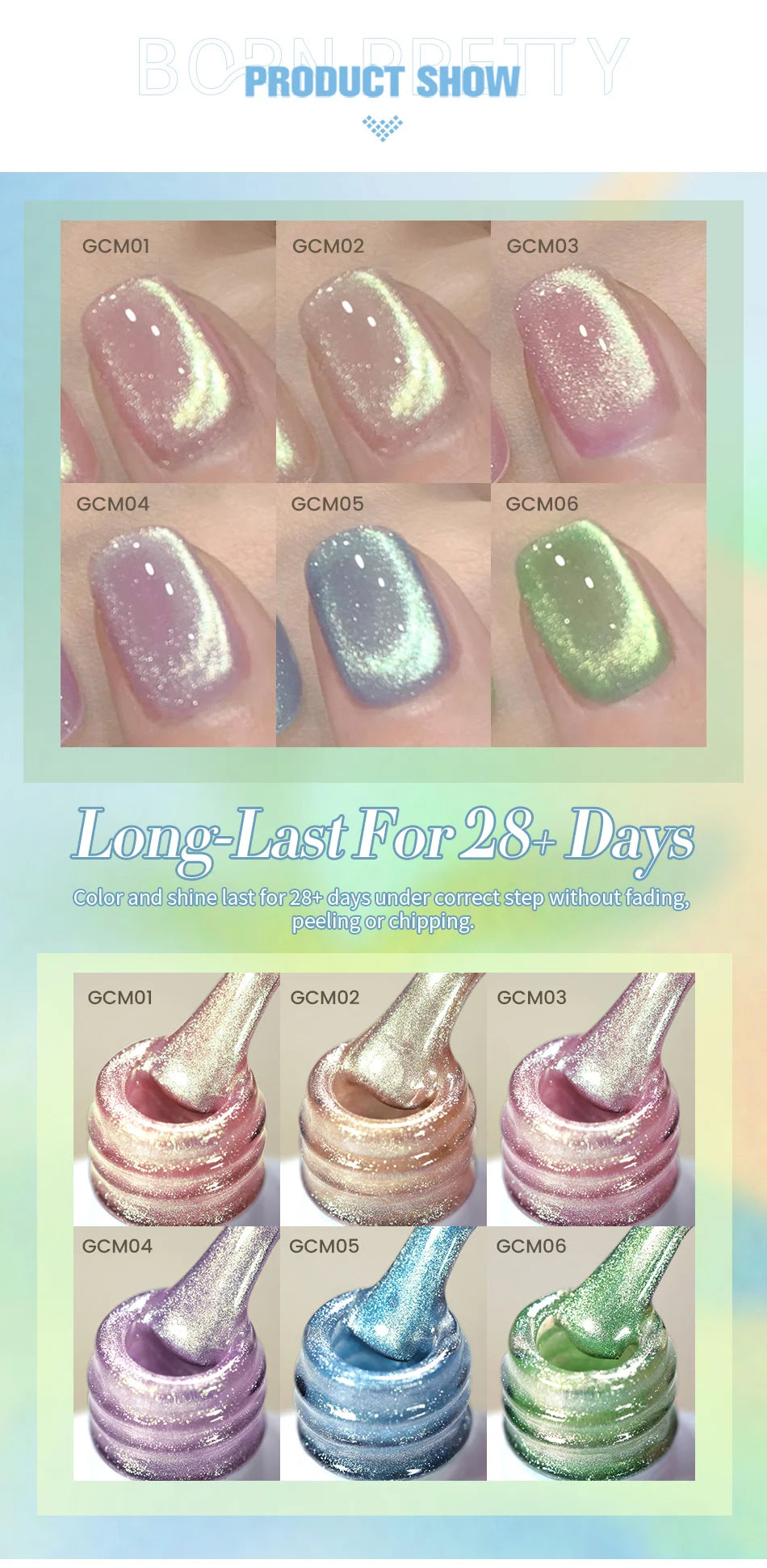 10ml Green Cat  Gel Ultra Shine Holographic Glitter Semi Permanent Soak Off UV LED Gel Varnish For Manicure