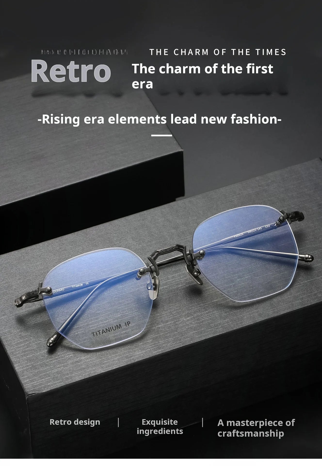 Luxury Lightweight Titanium Rimless Polygonal Eyeglasses Frames