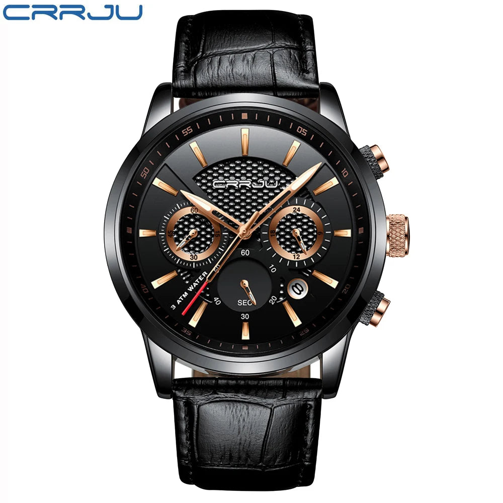 Man Watch Luxury Leather Wrist Watch Casual Chronograph Quartz Waterproof  Hot Sale Wristwatch