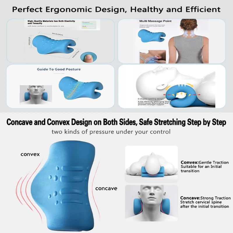 C Shaped Pillow Cervical Traction Massager Shoulder Repair Pillow Neck Relaxation Stretch Massage Tool Spine Correction Tools