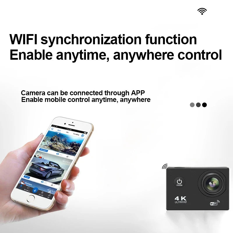 Ultra HD 4K Action Camera with WiFi Remote Control and Waterproof Housing